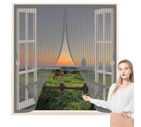 Screen Mesh Curtain 270 x 70 cm with Powerful Magnets & Full Frame Magic Tape, Keep Bugs Out & Lets Fresh Air in Mosquito Insects Screen Mesh for All Types of Windows, Grey
