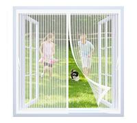 Screen Mesh Curtain 87 x 89 cm with Powerful Magnets & Full Frame Magic Tape, Keep Bugs Out & Lets Fresh Air in Duty Magnetic Screen Fly Bug for All Types of Windows, White