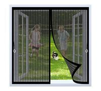 Screen Mesh Curtain 97 x 98 cm with Powerful Magnets & Full Frame Magic Tape, Keep Bugs Out & Lets Fresh Air in Duty Magnetic Screen Fly Bug for All Types of Windows, Black