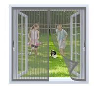 Screen Mesh Curtain 99 x 88 cm with Powerful Magnets & Full Frame Magic Tape, Keep Bugs Out & Lets Fresh Air in Duty Magnetic Screen Fly Bug for All Types of Windows, Grey