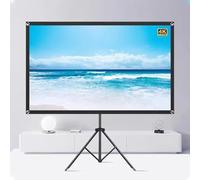 Screen Projector With Tripod 60", 72", 16:9 Hd Screen Extendible, Wrinkle-Free Design, Portable Projector Screen For Home Cinema, Office, School, Presentation, Projector Screen Wit-72