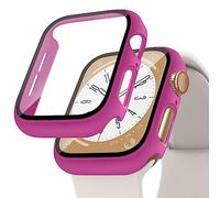 Screen Protector Compatible for Apple Watch Case 45mm 44mm 42mm 41mm 40mm 38mm, Hard PC Case with HD Tempered Glass Protective Cover for iWatch Series 9 8 7 6 SE 5 4 3 2 1, Rose Red38mm