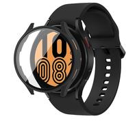 Screen Protector For Galaxy Watch 7 40, Full-Covered Case PC + Tempered Glass Anti-Scratch/Shocking Protective Cover Case for Samsung Galaxy Watch 7 40mm (Black)