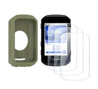 Screen Protector for Garmin Edge 850/Edge 550 GPS (3+1pack) and Silicone Case Cover,Tempered Glass Film Anti-Scratch High Definition Full Coverage (Green)