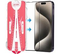 Screen Protector for iPhone 16 Plus/15 Plus, Black Full Coverage Tempered Glass Film with Easy Installation Tool, Case-Friendly HD Clear 6.7" Edge to Edge