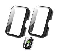 Screen Protector for Samsung Galaxy Fit 3, Full Coverage Tempered Glass Watch Screen Protector, Anti-Scratch Watch Protective Case Offering Complete Protection Against Daily Wear (Black, 2 Pcs)