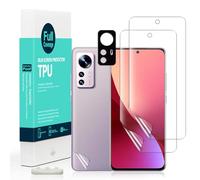 Screen Protector For Xiaomi 12 Pro 5G(6.73 Inches),with 2Pcs Flexible TPU Film,1Pc Camera Lens Protector,1Pc Backing Carbon Fiber Film [Fingerprint Reader,Easy to install]
