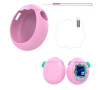 Screen Protector + Soft Silicone Cover Sleeve for Tamagotchi Paradise Games Accessories, Games Console Soft Liquid Silicone Fall Resistant Cute Protective Cover (pink+lanyard+protective film)