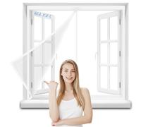 Screen Window Fly Screens for Patio Window 190x100cm Wide Mega Mesh with Full Frame Hook & Loop French Door Magnets with Heavy Duty Keep Fly Mosquito Out White