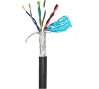 Screened Pure Copper Core Cable, Twisted Pair Shielded RS485 Audio Signal Control Cable 5M 2-8 Core 18-26 AWG Multicolor(20AWG 0.5mm2 Black,4Cores 5Meters)