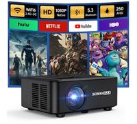 SCREENMAX 1080P NATIVE Projector with Wifi and Bluetooth, 2024 450 ANSI Portable Movie Projector for Outdoor Use, Home Video Projector Compatible with iPhone/Android/TV Stick