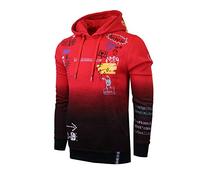 SCREENSHOT Mens Urban Hip Hop Premium Fleece Hoodie - Modern Pullover NYC Street Fashion Urbanwear Hooded Sweatshirt - Red - Large