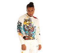 SCREENSHOT Mens Urban NYC Graffiti Hip Hop Fleece Pullover Active Fashion Crew Neck Sweatshirt Top, F11264-cream, Medium