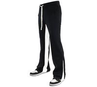 SCREENSHOT Track Pants 3202 Mens Streetwear Premium Stacked Flare Fit Urban Track Pants Gym Clothes Workout Athletic Bottoms, S41702-black/White, X-Large