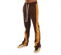 SCREENSHOT Track Pants 3202 Mens Streetwear Premium Stacked Flare Fit Urban Track Pants Workout Athletic Bottoms, S41704-brown/Khaki, Small