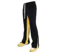 SCREENSHOT Track Pants 3202 Mens Streetwear Premium Stacked Flare Fit Urban Track Pants Workout Athletic Bottoms, S41702-black/Yellow, Medium