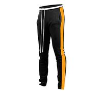 Screenshotbrand Mens Hip Hop Premium Slim Fit Track Pants - Athletic Jogger Bottom with Side Taping, S41700-bk/Or, Small