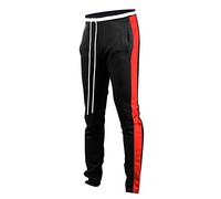 Screenshotbrand Mens Hip Hop Premium Slim Fit Track Pants - Athletic Jogger Bottom with Side Taping, S41700-bk/Rd, Medium
