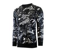 SCREENSHOTBRAND Mens Urban Hip Hop Premium Fleece - Pullover Active Urbanwear Street Fashion Crew Neck Sweatshirt, F11025-black, Large