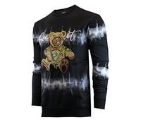Screenshotbrand Mens Urban Hip Hop Premium Tie Dye Fleece - Pullover Active Urbanwear Street Fashion Crew Neck Sweatshirt - black - Medium