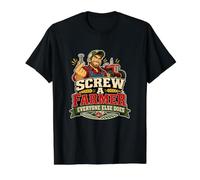 Screw A Farmer Everyone Else Does Agriculture Joke Value Graphic T-Shirt, Men, Black, M