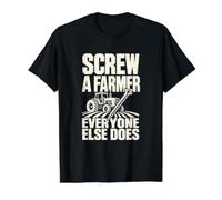 Screw A Farmer Everyone Else Does Tractor Farm Pun Value Graphic T-Shirt, Men, Black, L