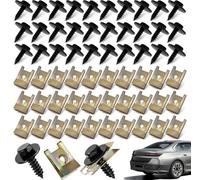 Screw and Nut Clip Kit, 60 Auto Body Fender Screws and 30 Bumper Guard Plate Fixing Bolts, U Type Fastener Clip with Hex Head Self Tapping Screw for Car Interior