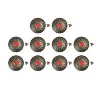 Screw Back Buttons Decorative Sunflower Pattern Vintage Double Purpose Design for Bags Purses Red Turquoise Metal 30mm 10 Sets