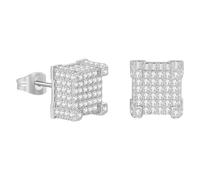 Screw Back Earrings Golden Plated 5A+ Cubic Zirconia Cluster Round Screw On Stud Earring Women Set (D, One Size)