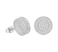 Screw Back Earrings Golden Plated 5A+ Cubic Zirconia Cluster Round Screw On Stud Stud Chain Earrings (A, One Size)