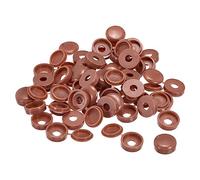 Screw Covers Caps, 100Pcs 5mm Hinged Cover Plastic Fold Snap Washer Flip Protection for M3 M4 M5 Screws, Red(Brown,6mm)
