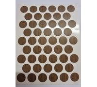 Screw covers, Self adhesive. 14mm diameter vinyl screw dots to cover unsightly fixings and hide screws in furniture Pack of 50 (Venetia walnut, 14mm)