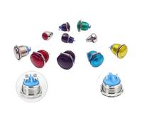 Screw Electronic Smart Switch Metal Pressure Momentary Fixing Push Button 12v 240v Switches 12/16/19/22mm IDGTTLDF(Green and Silver,19mm)