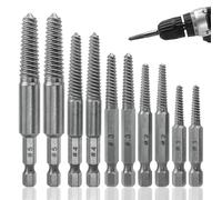 Screw Extractor Drill Bit Set, 10 Pcs 1/4" Hex Shank Screw Extractor Set, Screw Remover and Extractor Bit Set, 5 Sizes Stripped Screw Removal Tool for Removing Broken Bolts, Studs