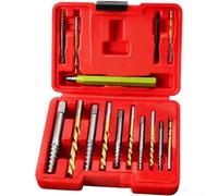 Screw Extractor Set, 15 Pieces Broken Screw Removers Drill Bit Kit | Carbon steel construction reverse-thread flutes for clean extraction covers metric and fractional screw sizes
