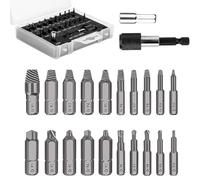 Screw Extractor Set 22 PCS Easy Out Stripped Kit All-purpose HSS Broken Remover with Magnetic Extension Bit Holder Socket Adapter