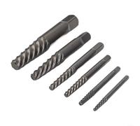 Screw Extractor Set 6 Pcs Heavy Duty Stud Remover for Rounded Off Broken Fasteners M3-M25 Carbon Steel
