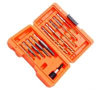 Screw Extractor Set and Drill Bit Holder, Left Hand Cobalt Bits for Removing Broken Studs Bolts, Quick-Release Chuck, 11-Piece Kit for DIY Repairs