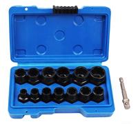 Screw Extractor Set Broken Bolt Remover Nut Removal Tool Kit Rusted Stud Extractor with 65mm Extension Socket for Automotive Repair for cr-MO Steel(A)