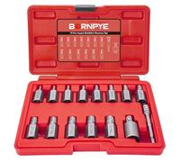 Screw Extractor Set with 3/8" Inch Drive, Hex Head Multi-Spline Easy Out Allen Screw Extractor Kit Stripped Bolt Removal Tool for Removing Broken Rounded Rusted Bolts Screws Nuts (15-Pieces)