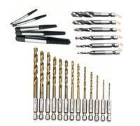 Screw Extractor Set With 5 Steel Stud Removers 6 To M10 Short Taps And 13 Hex Shank Drill Bits From 1.5mm To 6.5mm(24pcs)