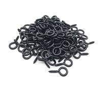 Screw Eyes, 1 Inch Metal Eye Hook, Zinc Plated Self Tapping Screw Hooks Ring, Eyelet Screws Black 120 Pcs
