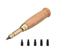 Screw Hole Punch, Adjustable Japanese Leather Punch Screwdriver Precision Leather Tool with 6 Tips 1.5/2/2.5/3/3.5/4 mm, for Sewing,Paper, Bookbinding