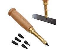 Screw Hole Punch with Wood Handle, 6-Sized Tips: 1.5mm-4mm for Sewing, Paper, Bookbinding
