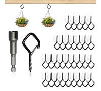 Screw Hooks, Screw Hooks, Eye Hooks, Hook Screws, Ceiling Hooks, Threaded Hooks for Wall, Ceiling, Plants, Decoration, Lamps, Wind Chimes, Bird Houses (Black)