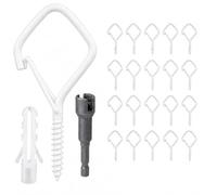 Screw In Hooks for Hanging 20PCS, Heavy Duty Screw Hooks with Safety Lock | White Metal Ceiling Hooks Outdoors for Hanging Plants, Flower Pots, String Lights, Wind Chimes, Feeders & Garden Decorations