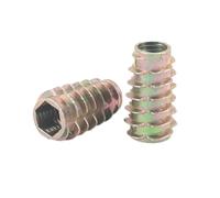 Screw-in nut threaded insert wood, 50Pcs M8 * 30mm zinc alloy hexagon socket nuts screw-in sleeves, wooden furniture threaded inserts wooden furniture, base plate advertising lettering (without hat)