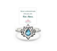 Screw My Trauma Engraved Lotus Ring, 925 Sterling Silver Reminds You to Let Go of Your Trauma in A Playful Way, Never Underestimate Who You are. Rise Above. Jewelry Gifts for Women (Blue,8)