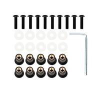 Screw parts 10Pcs/Set Universal Motorbike Windshield Fasterner Kit M5 X 15mm Windscreen Nut Bolt Washer Screw Fairing Screen Fasterners(Black- Silver)