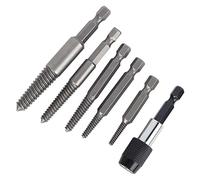 Screw Remover 6 Headless Screw Extractor Broken Screw/Fastener Stripping Stud Removal Tool Handle Electric Extraction Tool, Power Drill Accessories, Hardened Steel Treatment, Small